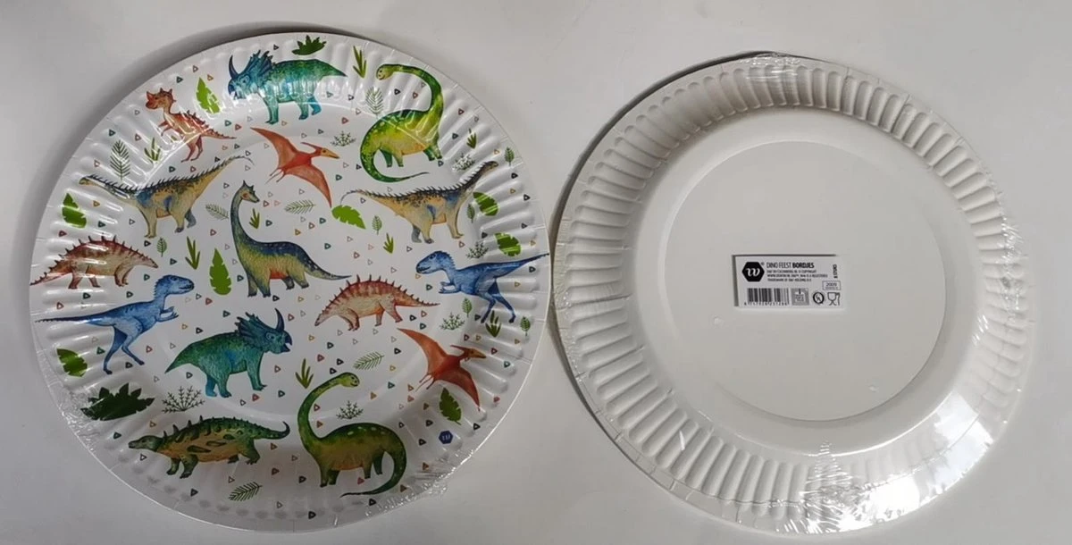 Kartonnen Bordjes Dino 23cm 8st - Wegwerp Borden - Feest/verjaardag/BBQ Borden / Dino Opdruk Van Verschillende Dino 1 Kartonnen Bordjes Dino 23cm 8st - Wegwerp Borden - Feest/verjaardag/BBQ Borden / Dino Opdruk Van Verschillende Dino