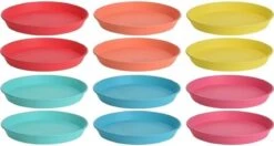Merkloos 12x Gekleurde Borden Kunststof 23 Cm - Campingservies/picknickservies