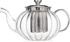 Glazen Theepot Met Filter (RVS) - 1.2 Liter - Pompoen Design - Thee Infuser – Borosilicaat – Anti-druppel Tuit -Tafelwaren Verkoop 1200x726 1