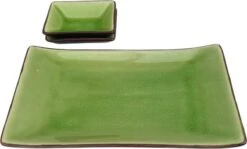 Sushi Servies Set 2 Personen | Groen | Luxe Sushi Servies | Handgemaakt | Sushi Bord En Schaaltjes | 2 Paar Chopsticks | Japanse Kwaliteit | Kirin Gumi Fine Collection | Keramiek | Vaatwasser Bestendig | 5-delig -Tafelwaren Verkoop 1200x726