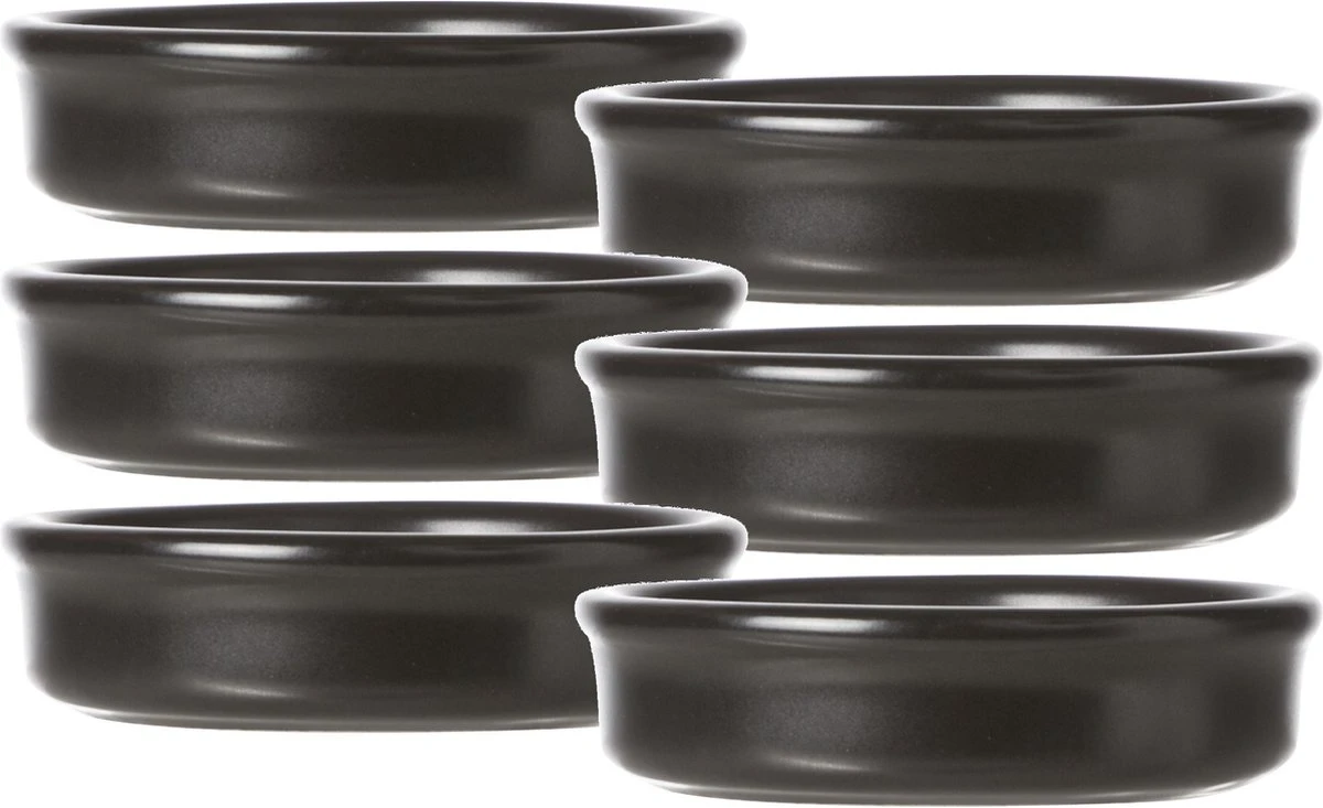6x Creme Brulee Mini Schaaltjes/bakjes Zwart 7,5 Cm Van Aardewerk - 80 Ml - Tapas Schaaltjes 1 6x Creme Brulee Mini Schaaltjes/bakjes Zwart 7,5 Cm Van Aardewerk - 80 Ml - Tapas Schaaltjes