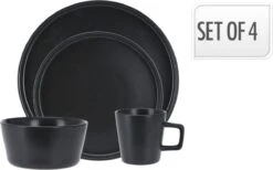 Homecookingchef Serviesset - Mat Zwart - 16-delig - Sterk Aardewerk