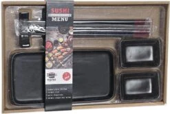 7-delige Sushi Serveer Set Aardewerk Voor 2 Personen Zwart - Sushi Servies -Tafelwaren Verkoop 1200x805 2