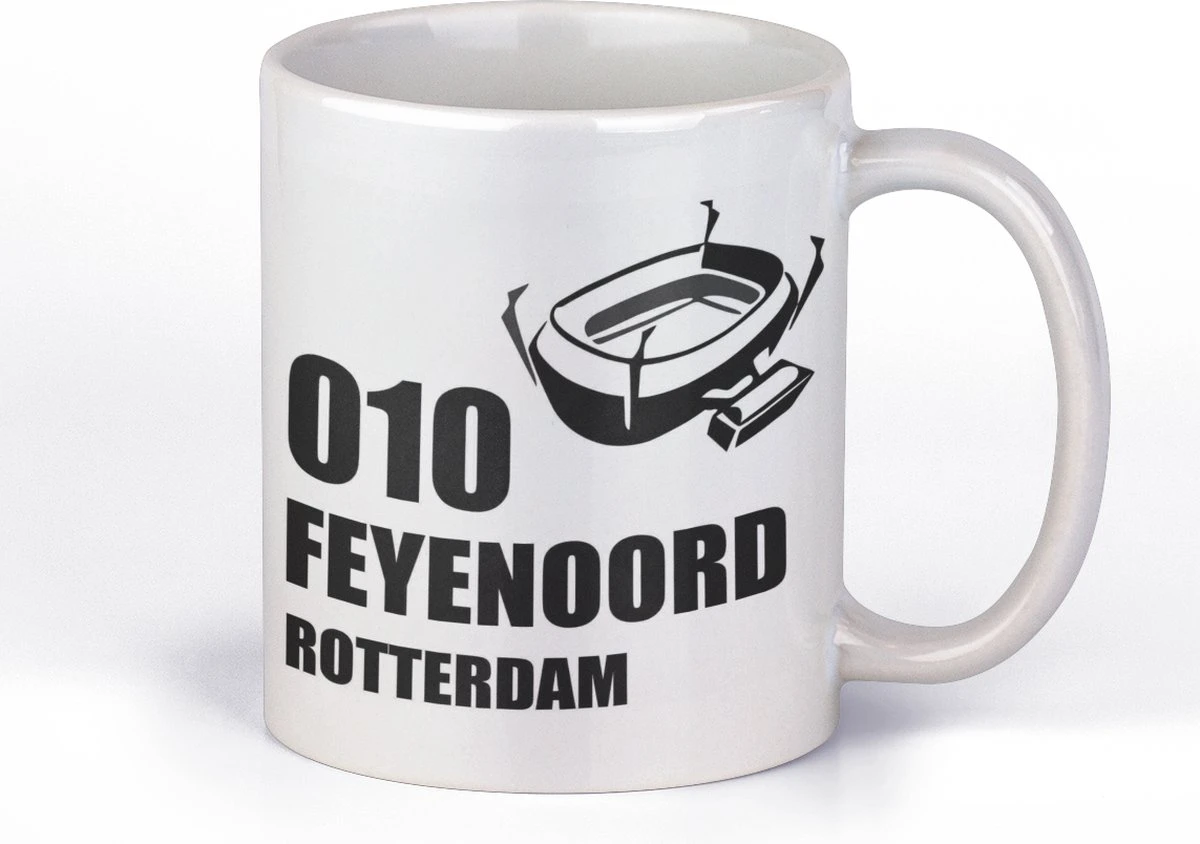 Mok Met ZWART Handvat | 010 Feyenoord Rotterdam | Met De Kuip | Mok Voor Fan | 2 Mok Met ZWART Handvat | 010 Feyenoord Rotterdam | Met De Kuip | Mok Voor Fan | - Afbeelding 2