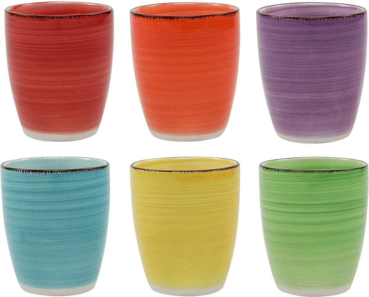 Tavola - Koffiemokken - Zonder Oor - Kleurrijk - Aardewerk - 160Ml - 6 Stuks - Ibizia 3 Tavola - Koffiemokken - Zonder Oor - Kleurrijk - Aardewerk - 160Ml - 6 Stuks - Ibizia - Afbeelding 3