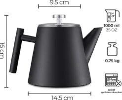 Silberthal - Theepot Met Filter - 1 L - RVS Dubbelwandig - Zwart - Cadeau -Tafelwaren Verkoop 1200x986 3