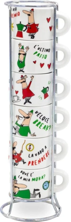 Bialetti Impilabili Italia Espresso Kopjes In Rek 6 Stuks -Tafelwaren Verkoop 385x1200