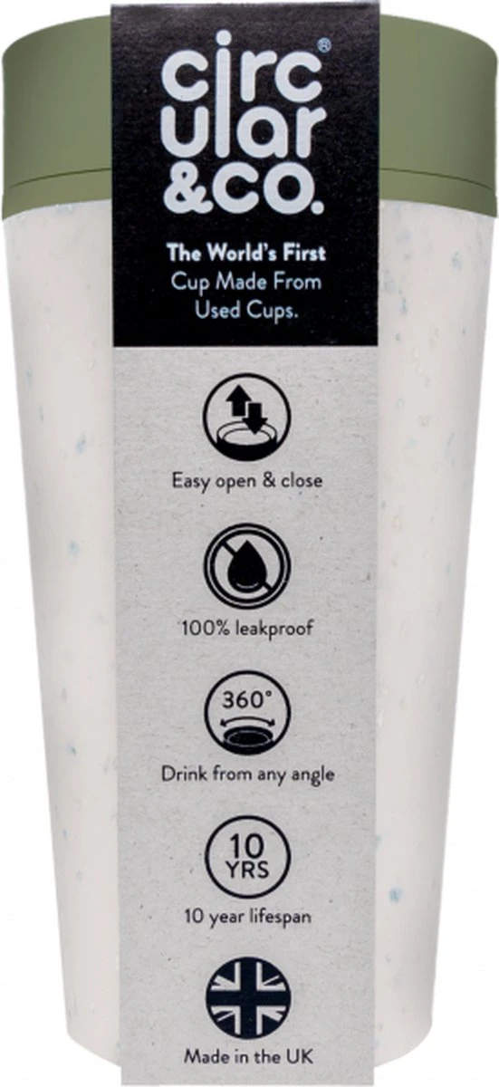 Circular&Co. Herbruikbare To Go Koffiebeker (rCUP) Crème/groen 12oz/340ml 1 Circular&Co. Herbruikbare To Go Koffiebeker (rCUP) Crème/groen 12oz/340ml