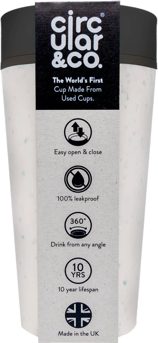 Circular & Co - Travel Mug - Koffiebeker To Go - Coffee To Go Beker - 340 Ml - Crème - Zwart - 12oz - Duurzaam 1 Circular & Co - Travel Mug - Koffiebeker To Go - Coffee To Go Beker - 340 Ml - Crème - Zwart - 12oz - Duurzaam