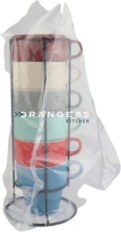 Orange85 Koffiekopjes - Met Houder - Set Van 6 - Gekleurd - 300 Ml - Keramiek -Tafelwaren Verkoop 626x1200