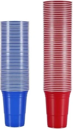 Merkloos Beerpong - 50 Stuk(s) Blue Cups & Red Cups Inc. 3 Ballen - Beerpong Drankspel - Plastic Bekers -Tafelwaren Verkoop 682x1200 1