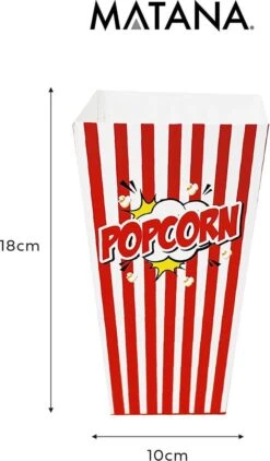 50 Duurzame Popcorn Bakjes (18x10cm) - Popcorn Zakjes Voor Filmavonden, Feestjes - Ook Geschickt Als Snoepbakje Of Feestzakje Voor Kinderen -Tafelwaren Verkoop 702x1200 1