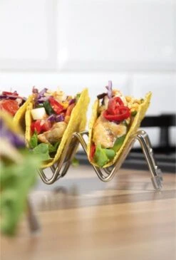 Krumble Taco Houder - Taco En Tortilla Houder Voor 4 Stuks - Serveerschalen - Koken & Tafelen - Kookgerei - Snack- & Tappasschalen - Metaal - Zilver -Tafelwaren Verkoop 813x1200