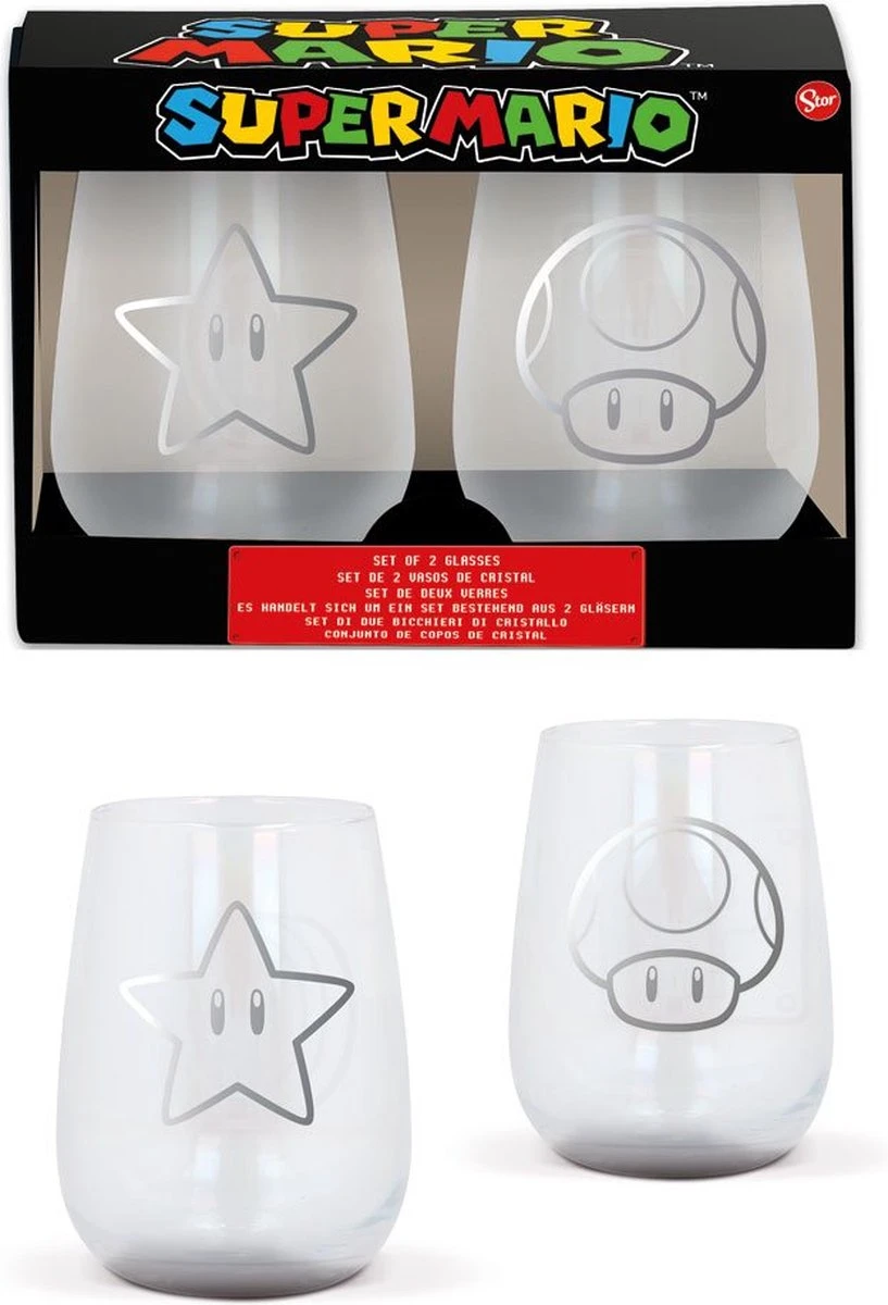 Storline Nintendo - Super Mario Crystal Glasses 2-pack 2 Storline Nintendo - Super Mario Crystal Glasses 2-pack - Afbeelding 2