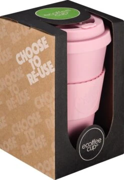 Ecoffee Cup Local Fluff PLA - Koffiebeker To Go 400 Ml - Roze Siliconen -Tafelwaren Verkoop 826x1200