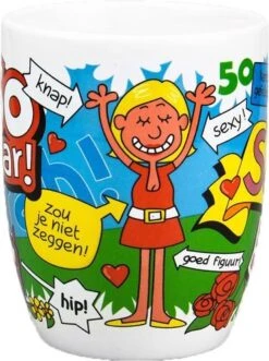 Cartoonmok Sarah - 50 Jaar -Tafelwaren Verkoop 895x1200