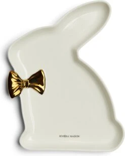 Riviera Maison RM Easter Bunny Serving Plate - Porselein - 23.0x18.0x2.5 Cm